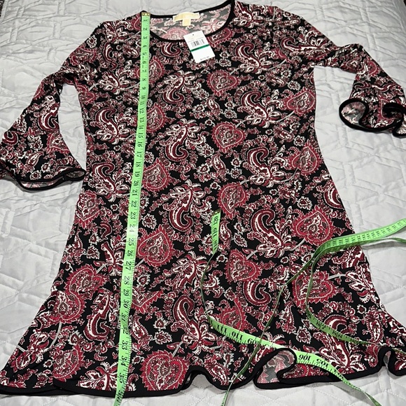 Sz L ⭐️NWT Michael Kors Paisley Matte - Jersey Flounce Dress - Picture 7 of 11